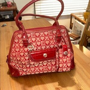 Brighton Red Heart-Pattern Satchel Handbag - Women's Bag